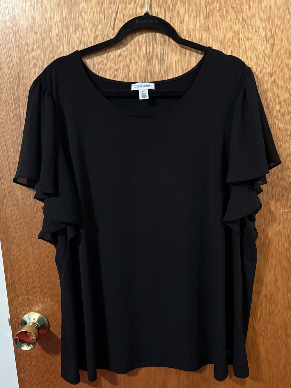 Calvin Klein Black Flutter Sleeve Top